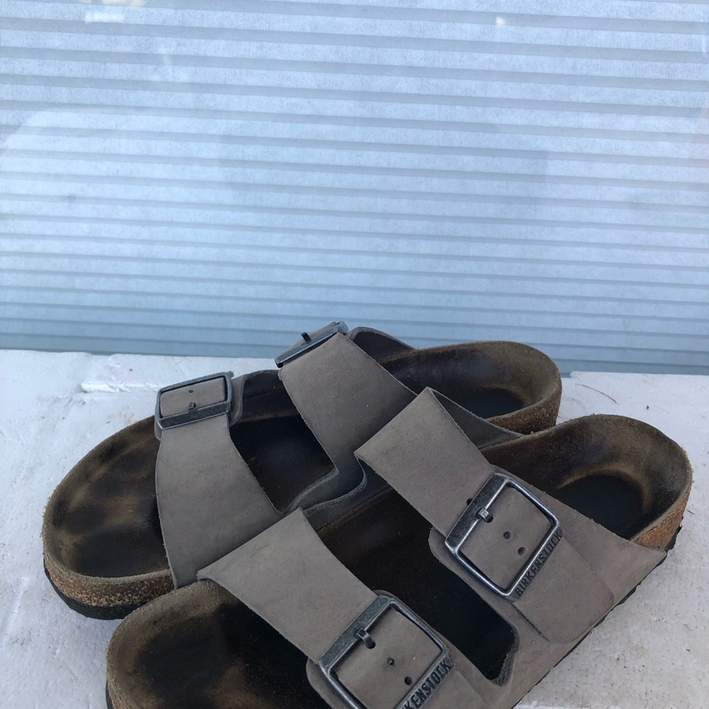 Birkenstock Arizona Two Strap Vegan Sandals Dust Grey Taupe Mens 6Womens 8 - Picture 9 of 15